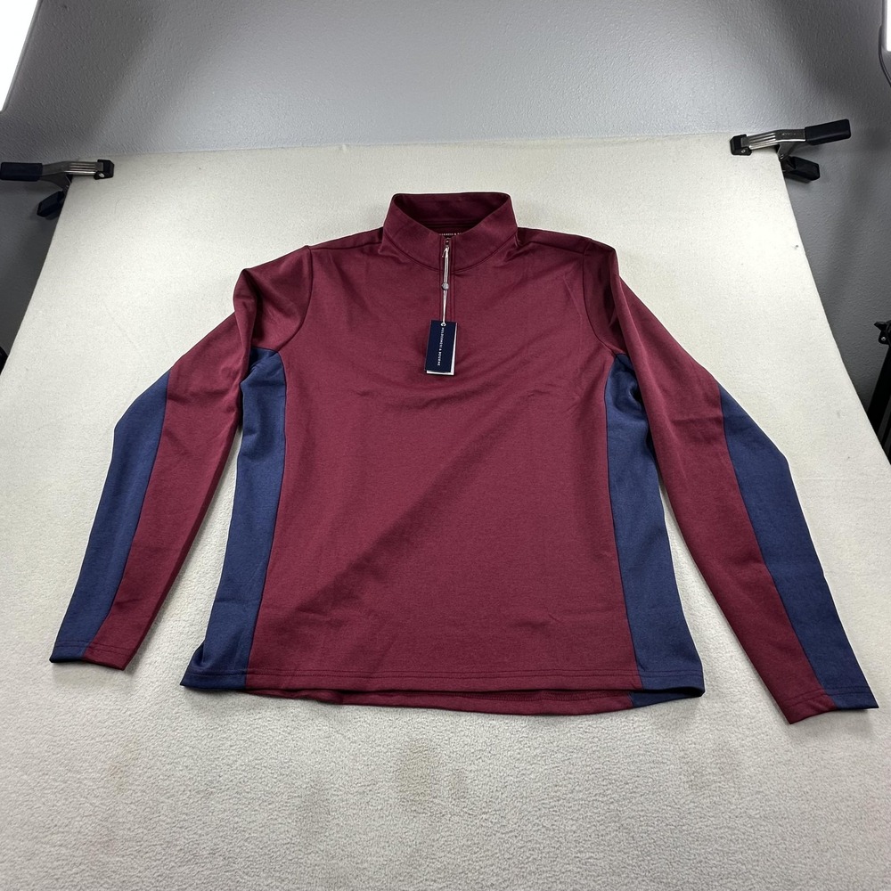 Holderness & Bourne Pullover Mens Large Port Navy The Brady 1/4 Zip Golf DryLuxe